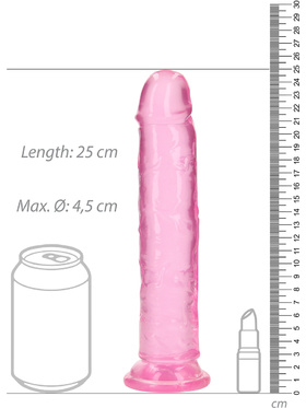RealRock: Crystal Clear Straight Realistic Dildo, 23 cm, pink
