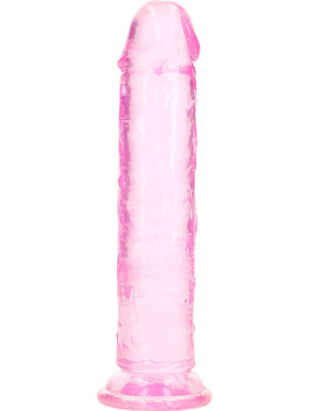 RealRock: Crystal Clear Straight Realistic Dildo, 18 cm, pink