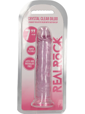RealRock: Crystal Clear Straight Realistic Dildo, 18 cm, pink