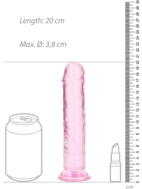 RealRock: Crystal Clear Straight Realistic Dildo, 18 cm, pink