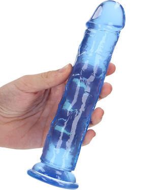 RealRock: Crystal Clear Straight Realistic Dildo, 20 cm, blue