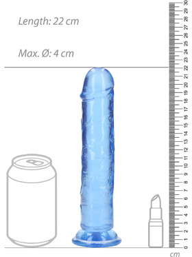 RealRock: Crystal Clear Straight Realistic Dildo, 20 cm, blue