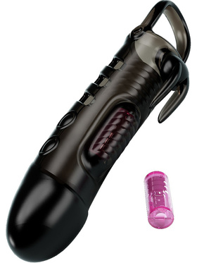 Pretty Love: Sloane, Vibrating Penis Sleeve with Rabbit, black