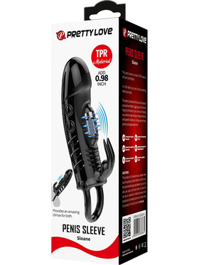 Pretty Love: Sloane, Vibrating Penis Sleeve with Rabbit, black