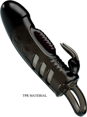 Pretty Love: Sloane, Vibrating Penis Sleeve with Rabbit, black