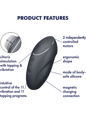Satisfyer: Tap & Climax 1, Lay-On Vibrator, black