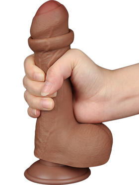 LoveToy: Sliding-Skin Dildo, 18 cm, brown