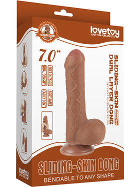 LoveToy: Sliding-Skin Dildo, 18 cm, brown