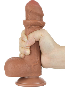 LoveToy: Sliding-Skin Dildo, 18 cm, brown