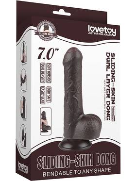 LoveToy: Sliding-Skin Dildo, 18 cm, dark