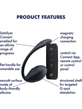 Satisfyer Connect: Ribbed Petal, Wearable Vibrator, black