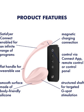 Satisfyer Connect: Ribbed Petal, Wearable Vibrator, pink