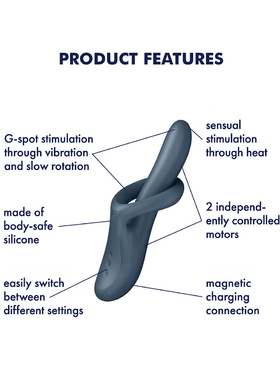 Satisfyer: Heat Flex 4, Warming Rabbit Vibrator, grey