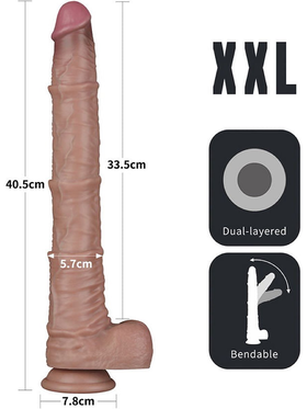 LoveToy: Dual-Layered Bendable Silicone XXL Cock, 40.5 cm