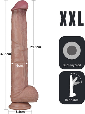 LoveToy: Dual-Layered Bendable Silicone XXL Cock, 37.5 cm