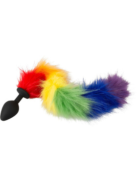 You2Toys: Long Fluffy Tail Butt Plug, rainbow