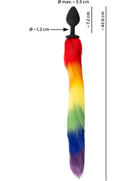 You2Toys: Long Fluffy Tail Butt Plug, rainbow