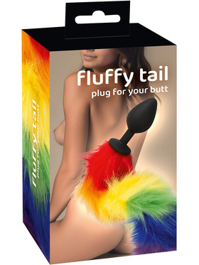 You2Toys: Long Fluffy Tail Butt Plug, rainbow