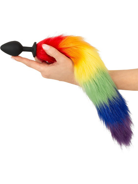 You2Toys: Long Fluffy Tail Butt Plug, rainbow