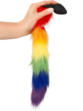 You2Toys: Long Fluffy Tail Butt Plug, rainbow