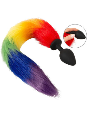 You2Toys: Long Fluffy Tail Butt Plug, rainbow