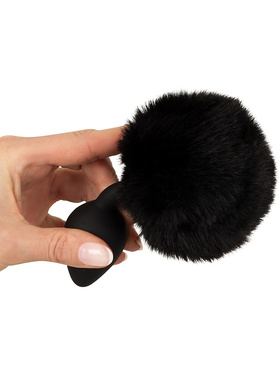 You2Toys: Fluffy Bunny Tail Butt Plug, medium, black