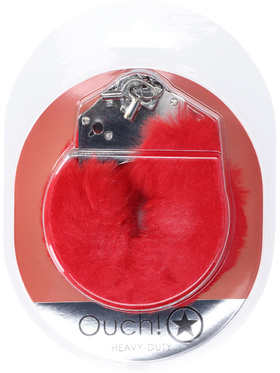 Ouch!: Heavy-duty Fluffy Handcuffs, red