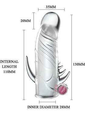 Baile: Magic, Stretchable Penis Sleeve with Vibrator, 13 cm