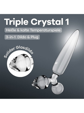 Satisfyer: Triple Crystal 1, Glass Dildo, transparent