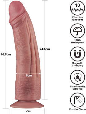 LoveToy: Vibrating Dual Density Power Cock, 27 cm