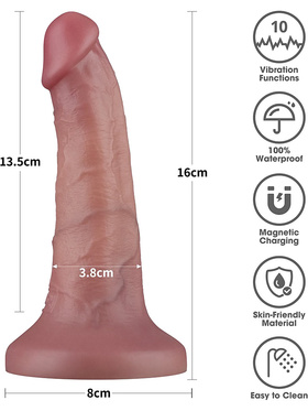 LoveToy: Vibrating Dual Density Power Cock, 16 cm