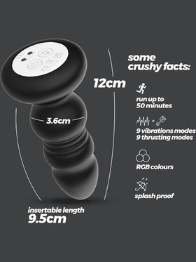 Crushious: Australis, Vibrating and Thrusting Anal Plug with RGB LED