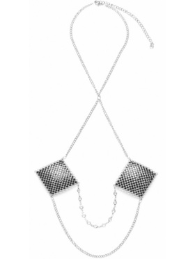 Cottelli Accessories: Nipple Stickers Square with Neck Chain