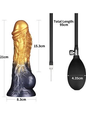 LoveToy: Aerosx, Dual Density Inflatable Dildo, 21 cm, gold/black