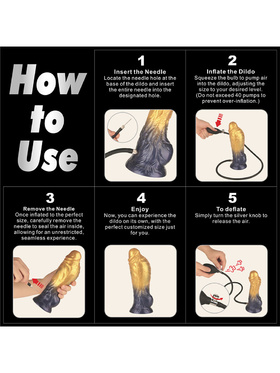 LoveToy: Aerosx, Dual Density Inflatable Dildo, 21 cm, gold/black