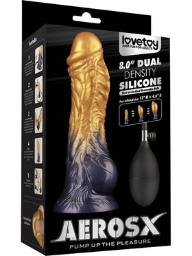 LoveToy: Aerosx, Dual Density Inflatable Dildo, 21 cm, gold/black