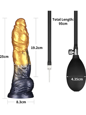 LoveToy: Aerosx, Dual Density Inflatable Dildo, 25 cm, gold/black