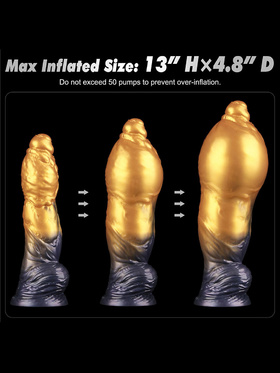 LoveToy: Aerosx, Dual Density Inflatable Dildo, 25 cm, gold/black