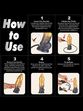 LoveToy: Aerosx, Dual Density Inflatable Dildo, 25 cm, gold/black