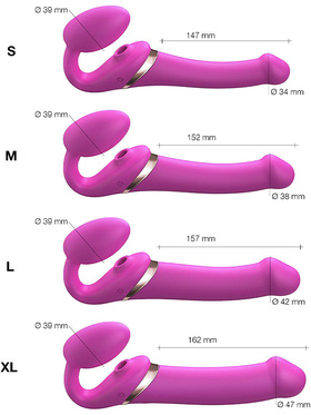 Strap-On-Me: Multi Orgasm Bendable Strap-On Vibrator, XL, pink