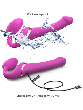 Strap-On-Me: Multi Orgasm Bendable Strap-On Vibrator, XL, pink
