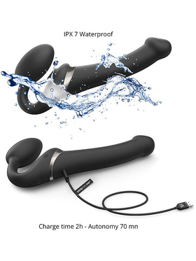 Strap-On-Me: Multi Orgasm Bendable Strap-On Vibrator, S, black