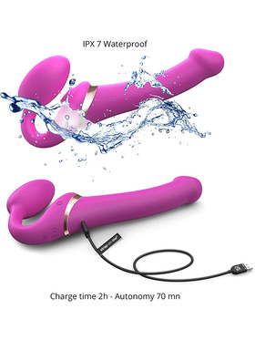 Strap-On-Me: Multi Orgasm Bendable Strap-On Vibrator, S, pink