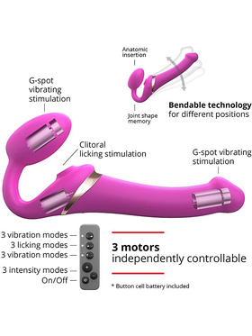 Strap-On-Me: Multi Orgasm Bendable Strap-On Vibrator, S, pink