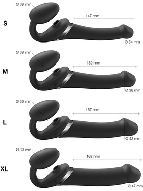 Strap-On-Me: Multi Orgasm Bendable Strap-On Vibrator, L, black